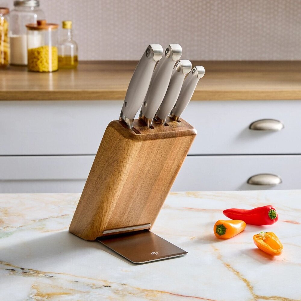 NEW~PAMPERED CHEF~Sleek Design Foundations Knife Block Set~
